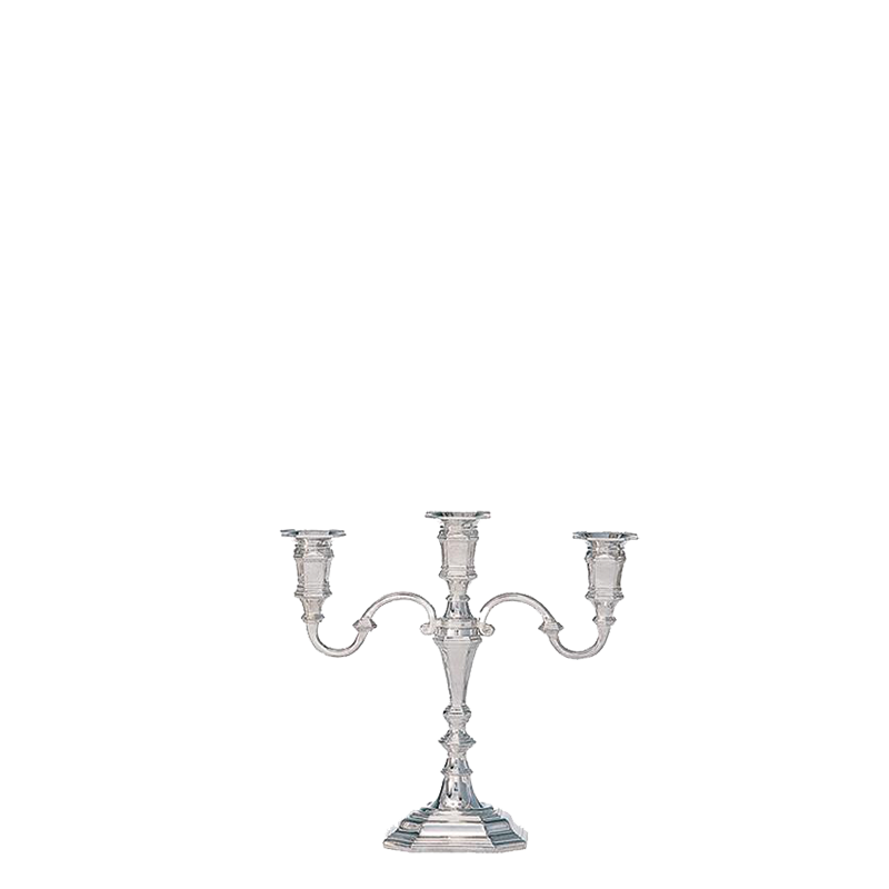 Candelabro 3 brazos plata Alt. 25 cm