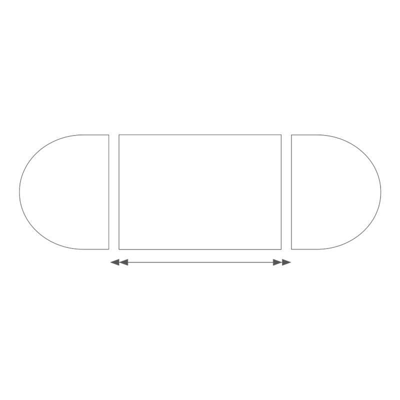 Mesa ovalada de 150 x 700 cm