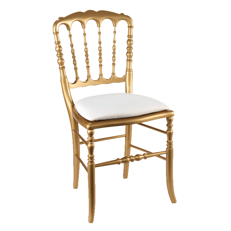 Silla Napoleón III dorada fija chintz blanca