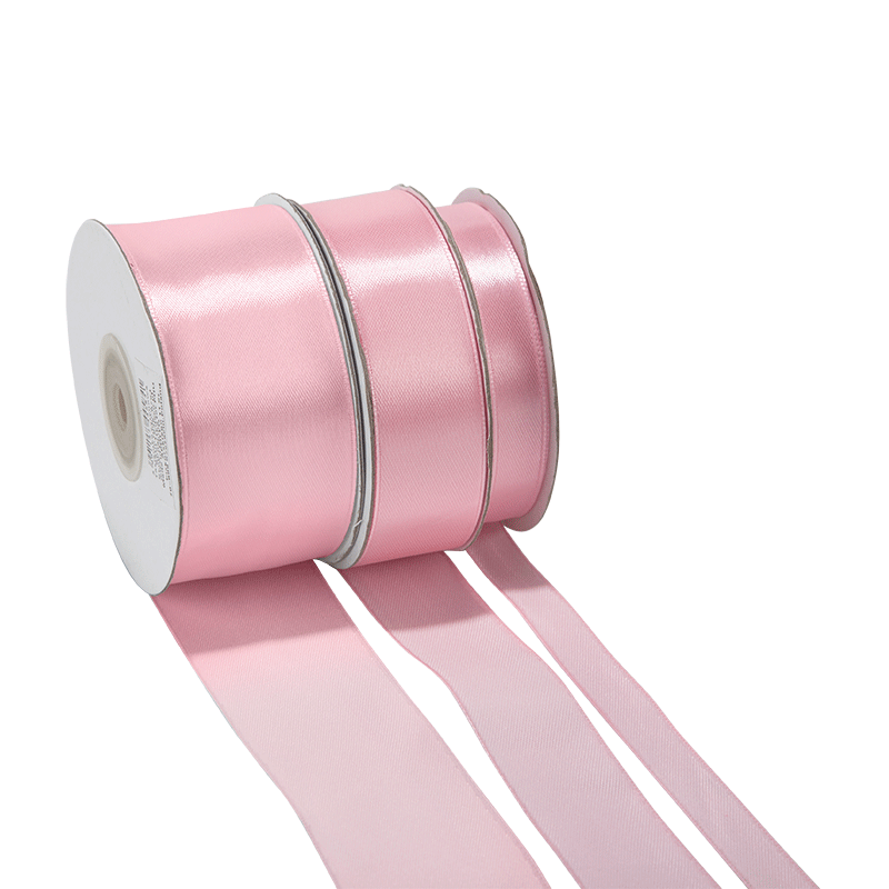 Cinta de satén rosa - ancho 25 mm - Rollo de 25 m