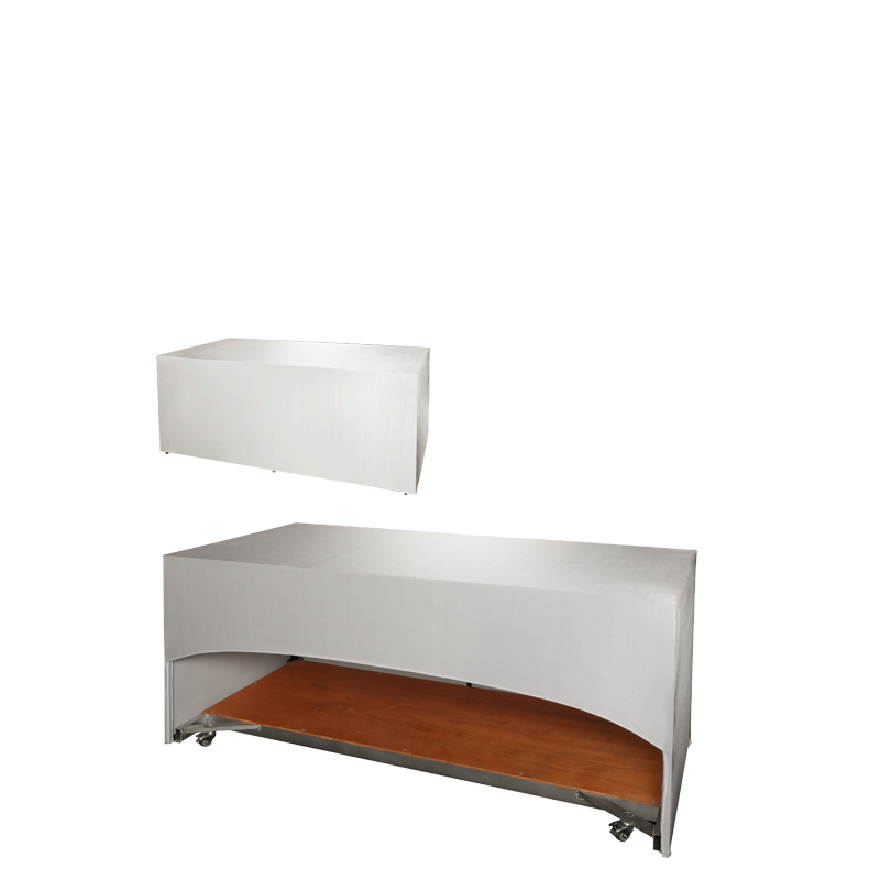 Buffet plegable con funda blanca “3 caras” 80 x 200 cm y ruedas