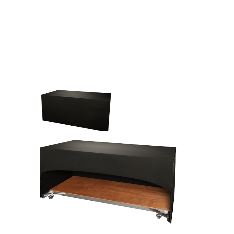 Buffet plegable con funda negra “3 caras” 80 x 200 cm y ruedas