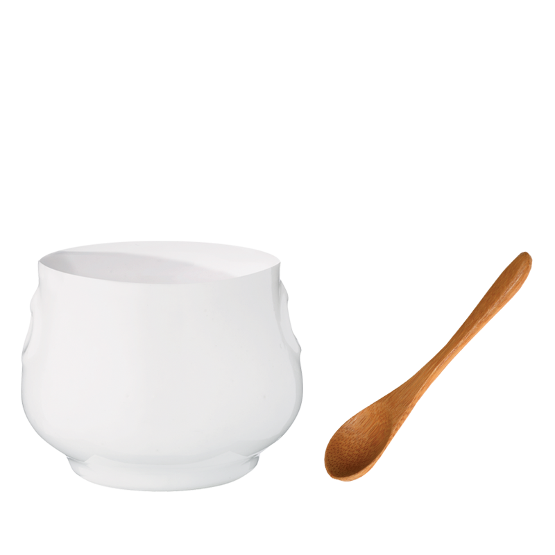 Bote para mostaza blanco Ø 5 cm H 6,5 cm y su cuchara