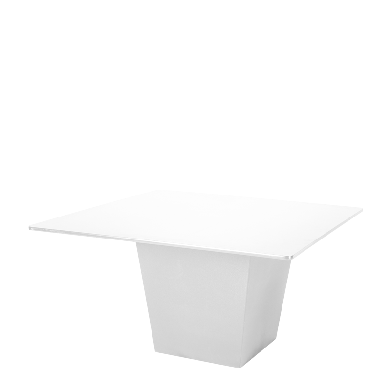 Mesa Alt. 75 cm Cono blanca con sobre blanco 140 x 140 cm