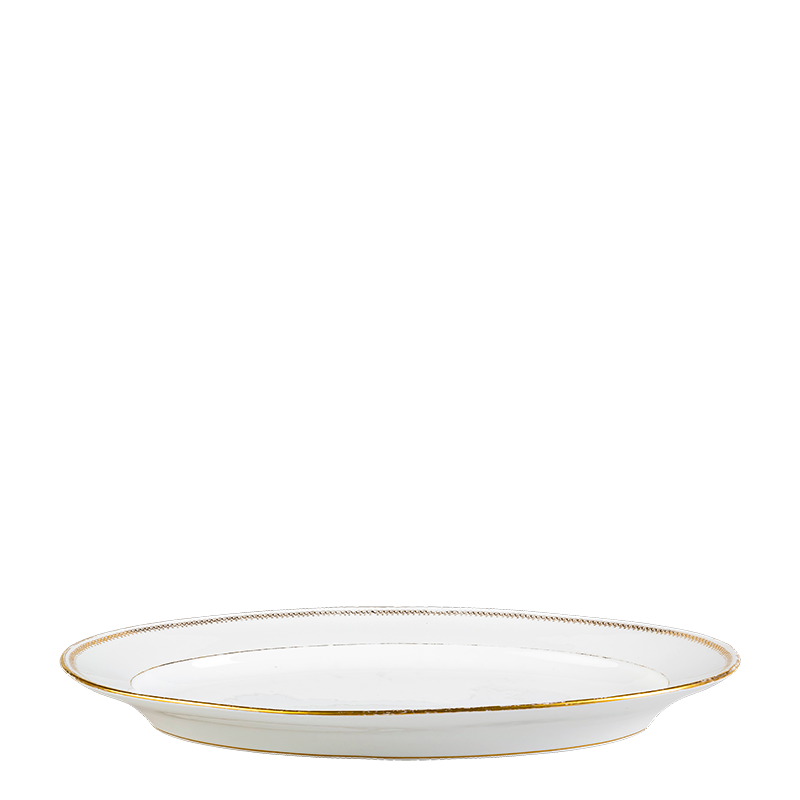 Fuente oval Vintage blanca y dorada