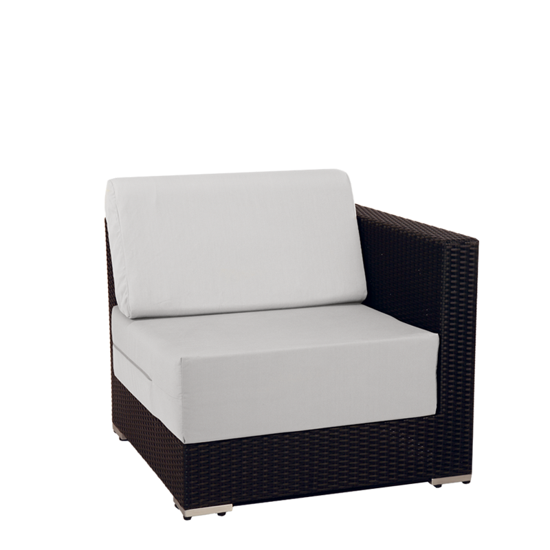 Módulo esquinero de mobiliario Lounge trenzado gris 80 x 80 x 67