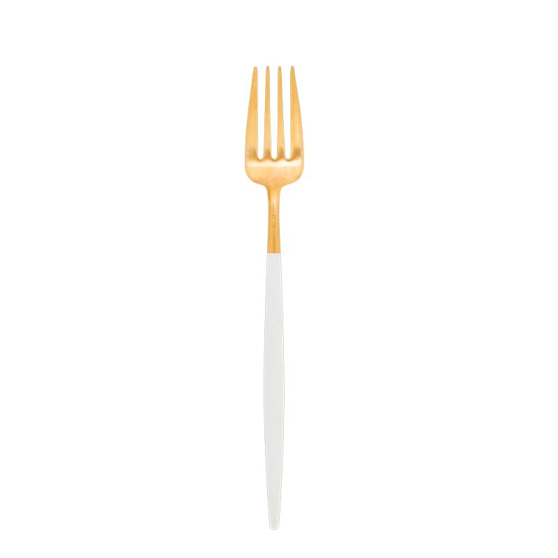 Tenedor de mesa Cutipol blanco y dorado
