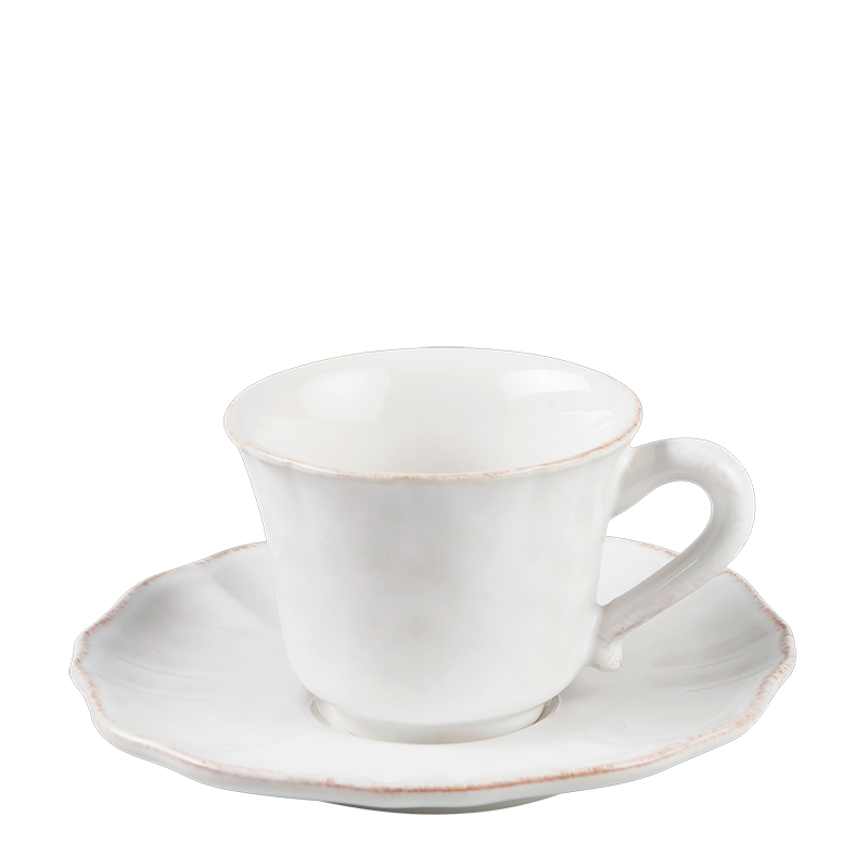 Taza y plato de café Romance 9 cl