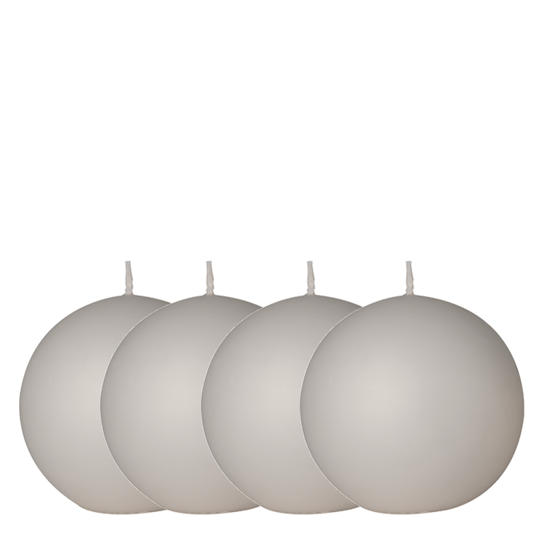 Lote de 4 velas bola blanca Ø 10 cm