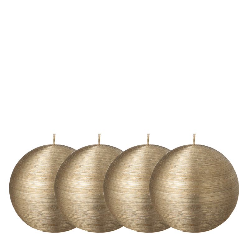 Lote de 4 velas bola pincelada oro Ø 8 cm