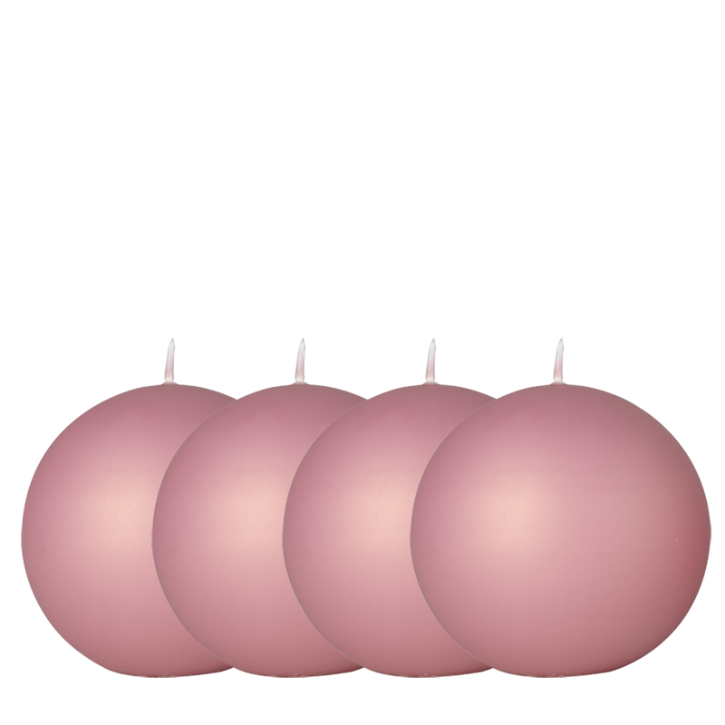 Lote de 4 velas bola terciopelo rosa pálido Ø 10 cm
