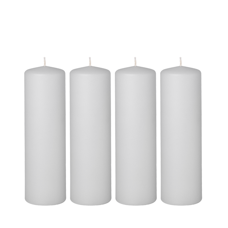 Lote de 4 velas blancas cilindro H 20 cm Ø 6 cm