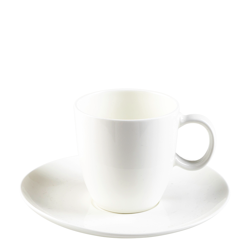 Taza y plato de café blancos 23 cl