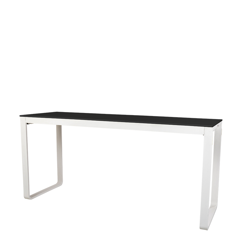 Mesa alta blanca con encimera negro  80 x 230 cm Alt. 110 cm