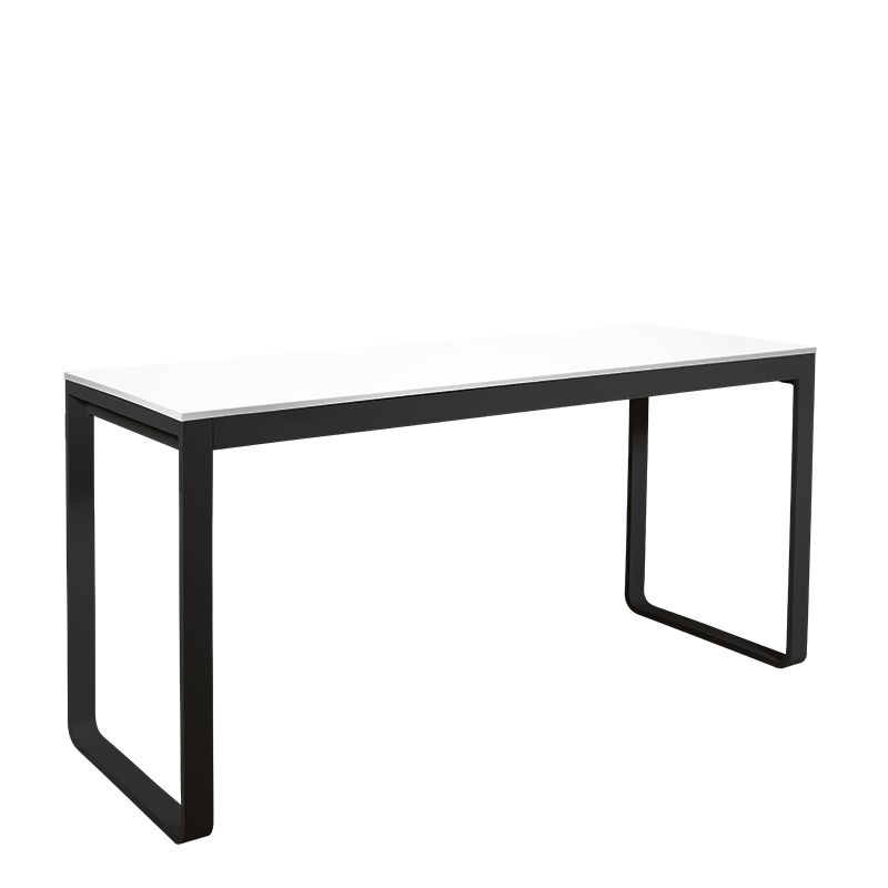 Mesa alta negra con sobre blanco  80 x 230 cm Alt. 110 cm