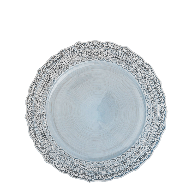 Plato llano Encaje azul pastel Ø 28 cm