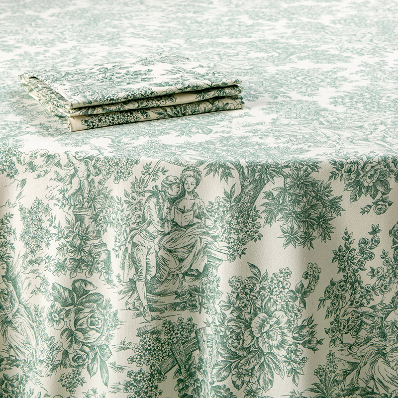 Mantelería Toile de Jouy verde