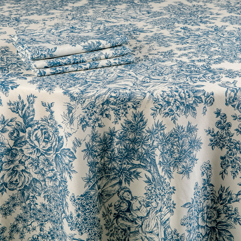 Mantelería Toile de Jouy azul