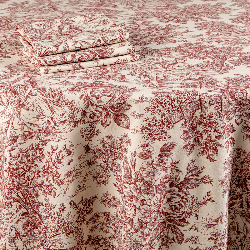 Mantelería Toile de Jouy rojo