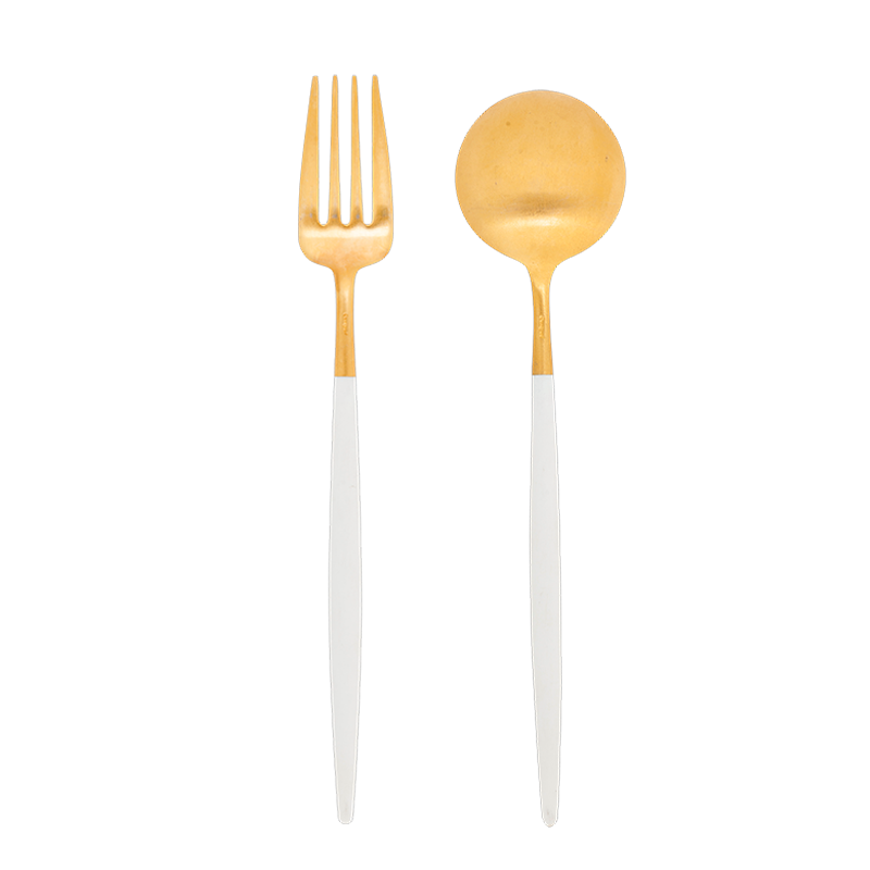 Set de cubiertos de servicio Cutipol blanco y oro