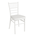 Silla Bambú blanca con asiento blanco