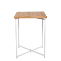 Mesa cóctel alta cruzada blanca encimera madera 65 x 65 cm 90 cm