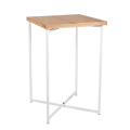 Mesa cóctel alta cruzada blanca encimera madera 65 x 65 cm 100 cm