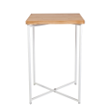 Mesa cóctel alta cruzada blanca encimera madera 65 x 65 cm 100 cm