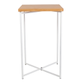 Mesa cóctel alta cruzada blanca encimera madera 65 x 65 cm 110 cm