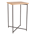 Mesa cóctel alta cruzada acero encimera madera 65 x 65 cm 110 cm