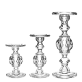 Lote de 3 portavelas en cristal Alt. 22 cm - 29,9 cm - 34,5 cm