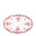 Plato ovalado Vintage rojo y rosa