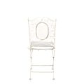 Silla Chantilly vintage blanca de hierro forjado con cojín crudo