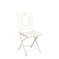 Silla Chantilly vintage blanca de hierro forjado con cojín crudo