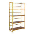 Estantería dorada y madera 40 x 100 cm. Alt. 180 cm.