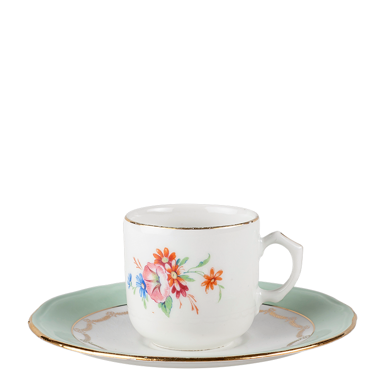 Alquiler Taza Y Plato De Cafe Vintage Con Flores Options