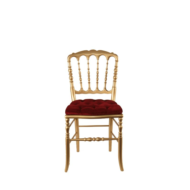 Silla Napoleon lll dorada fija terciopelo rojo