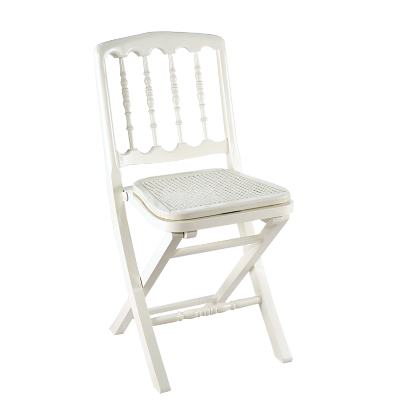 Silla Napoleón III blanca plegable con rejilla