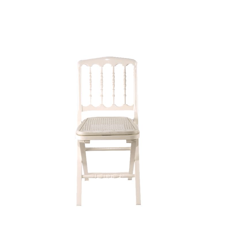 Silla Napoleón III blanca plegable con rejilla