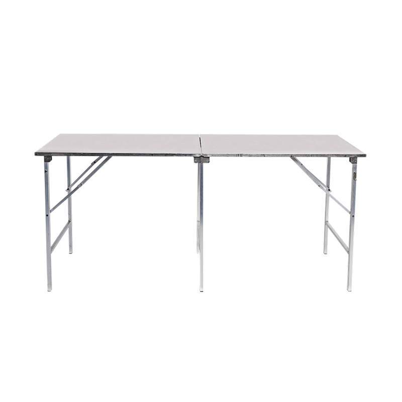 Mesa plegable de acero inoxidable 80 x 200 cm – alt. 90 cm.