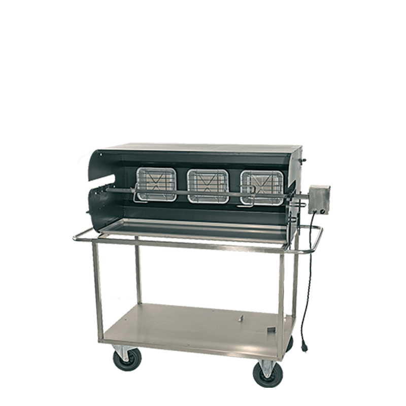 Barbacoa a gas con asador giratorio eléctrico