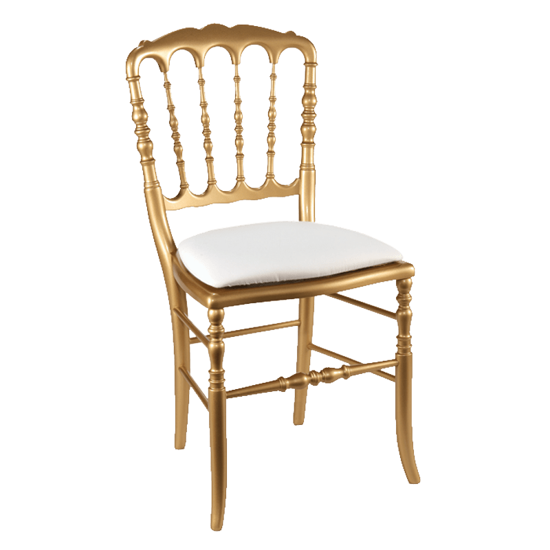Silla Napoleón III dorada fija chintz blanca