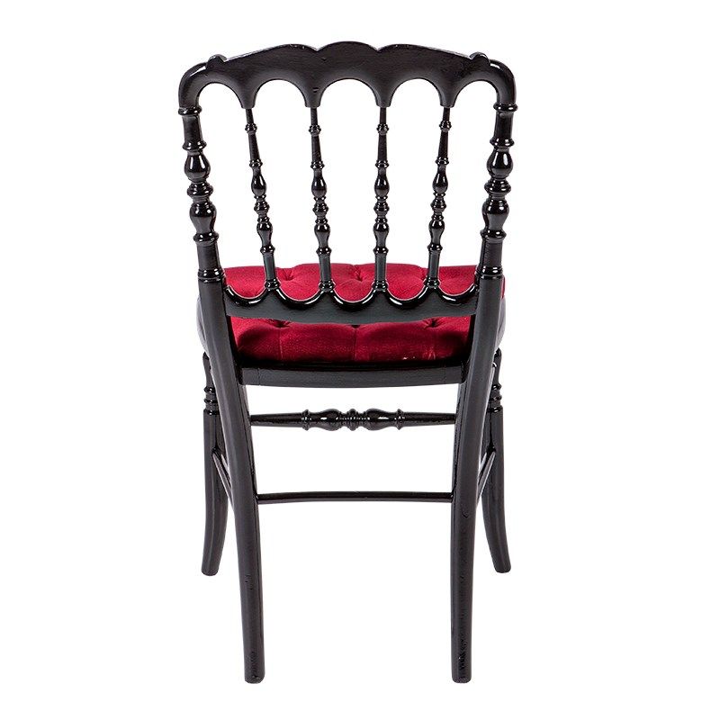 Silla Napoleón III negra fija terciopelo rojo