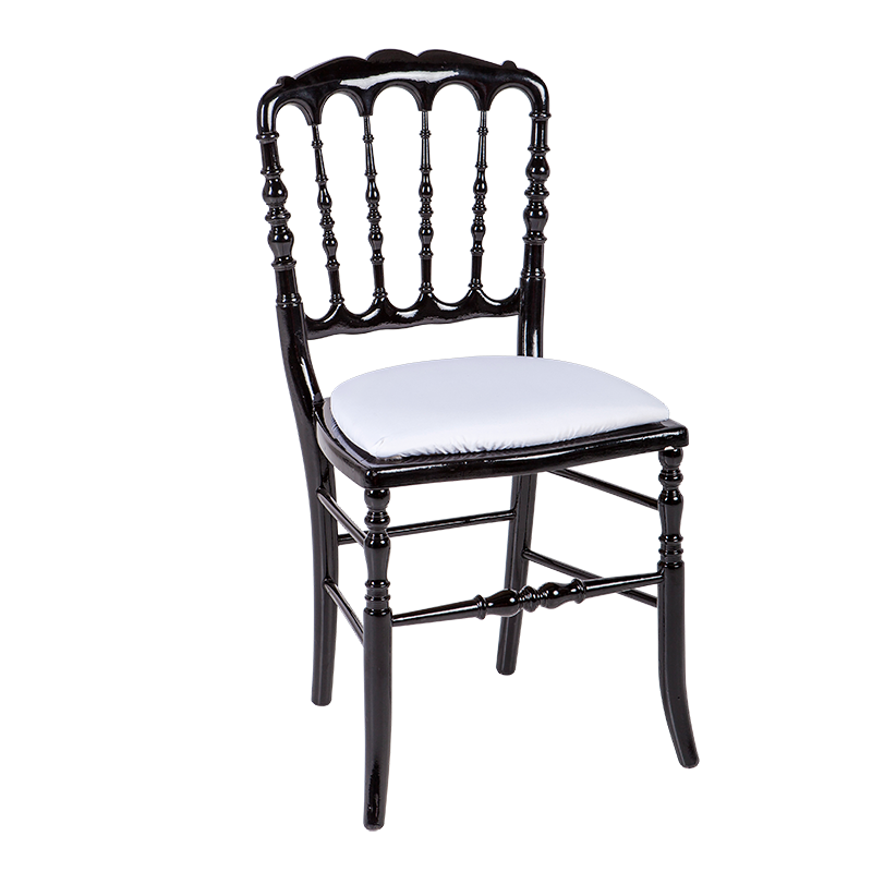 Silla Napoleón III negra fija chintz blanco