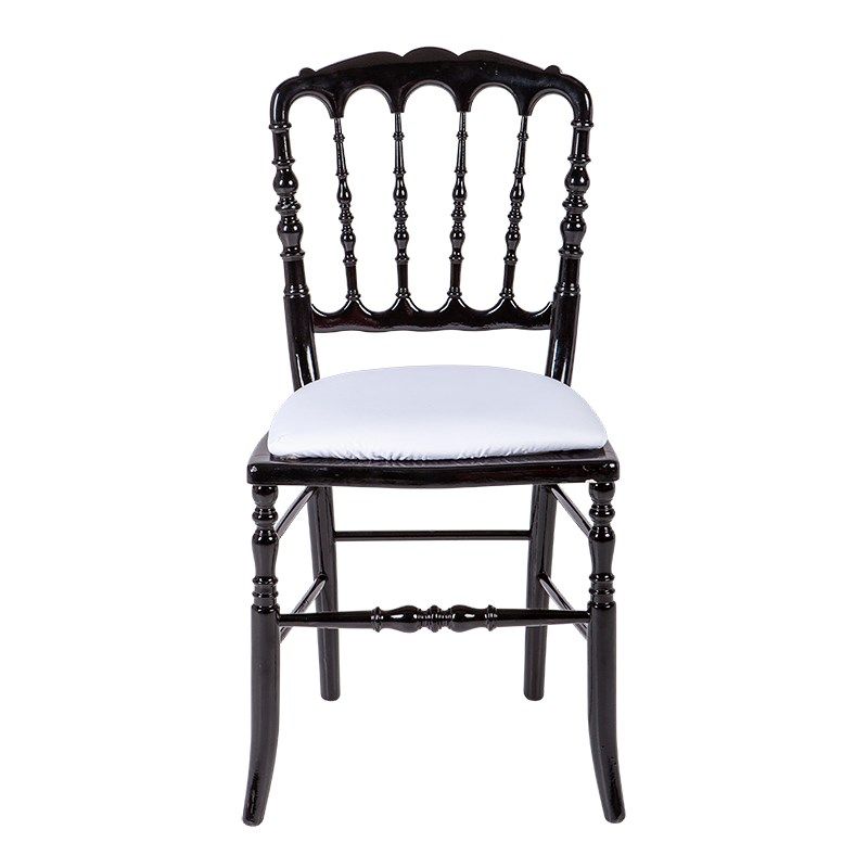 Silla Napoleón III negra fija chintz blanco