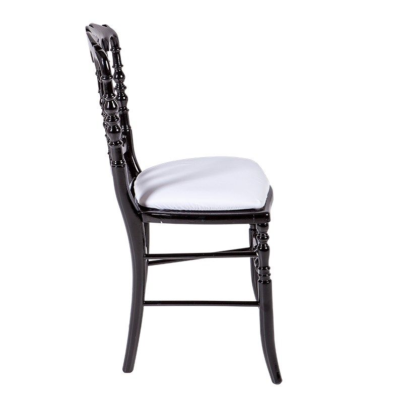 Silla Napoleón III negra fija chintz blanco