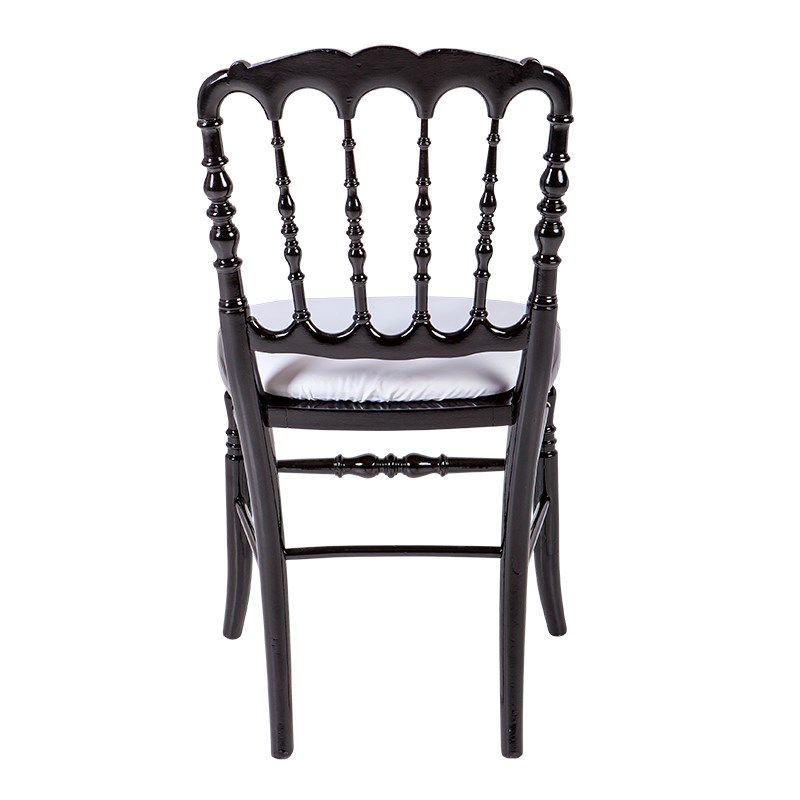 Silla Napoleón III negra fija chintz blanco