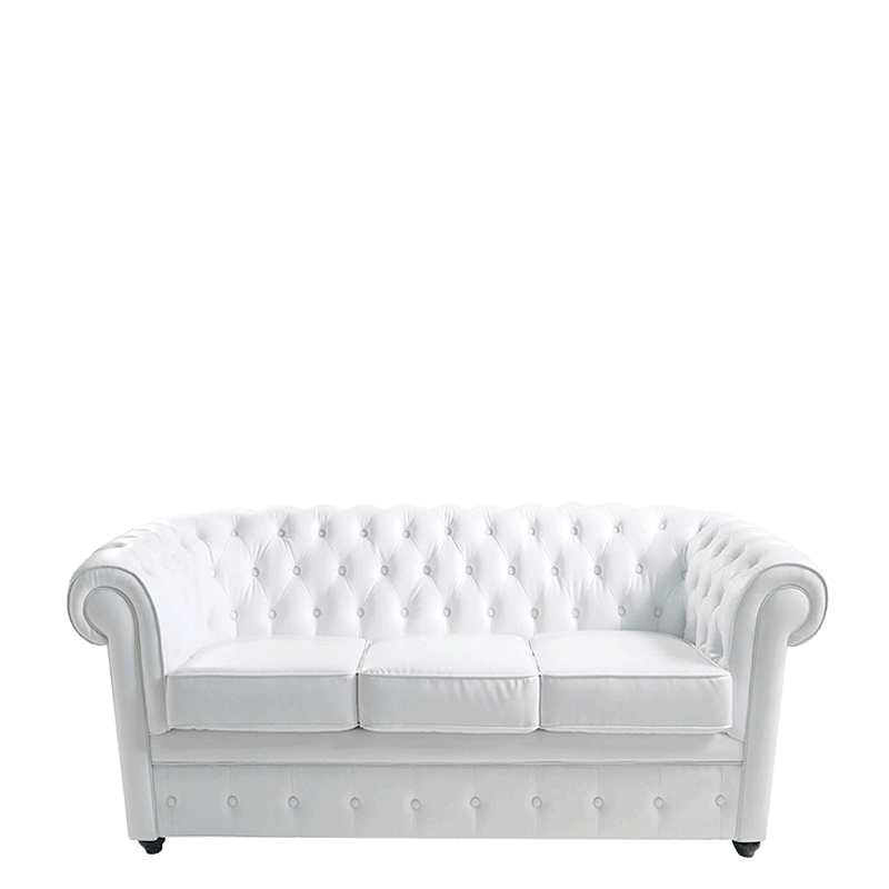 Sofá Chesterfield blanco 92 x 202 cm Alt. 76 cm