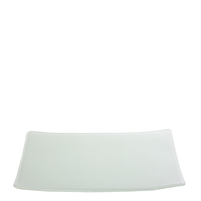 Fuente rectangular blanco de cristal 24 x 32 cm