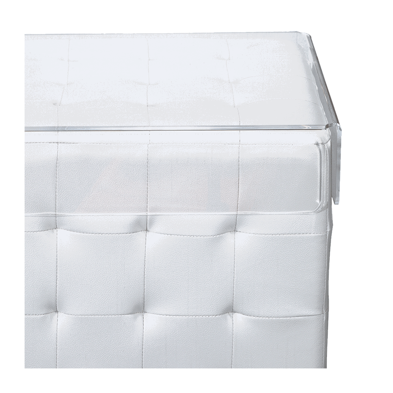 Mesa baja Chesterfield blanca 44 x 44 cm H 42 cm